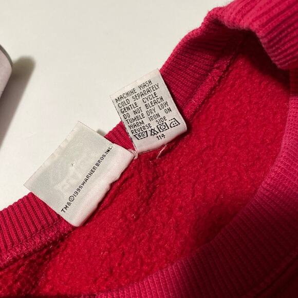 Vintage Looney Tunes Merrie Melodies XL Sweatshirt Bugs Bunny Taz Embroidered - Picture 9 of 10